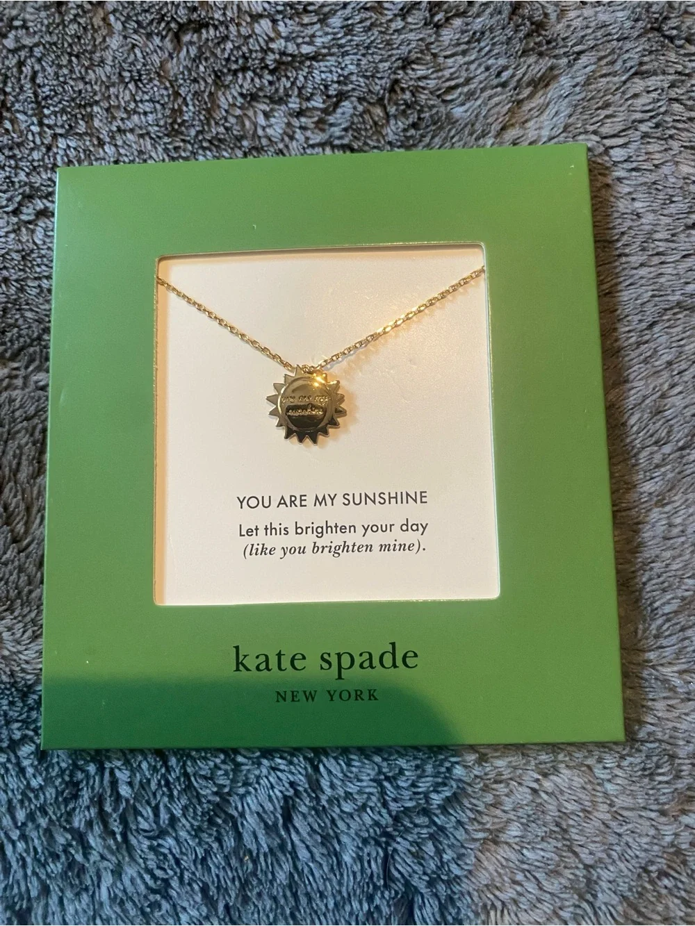 Kate Spade Gold Sun “YOU ARE MY SUNSHINE” Sunburst Necklace $68